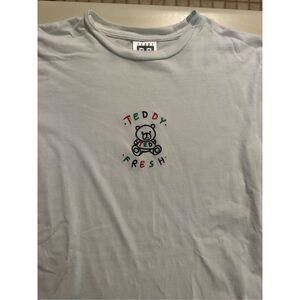 Teddy Fresh Colorful Embroidered Logo White T-Shirt Adult Men’s Size Small